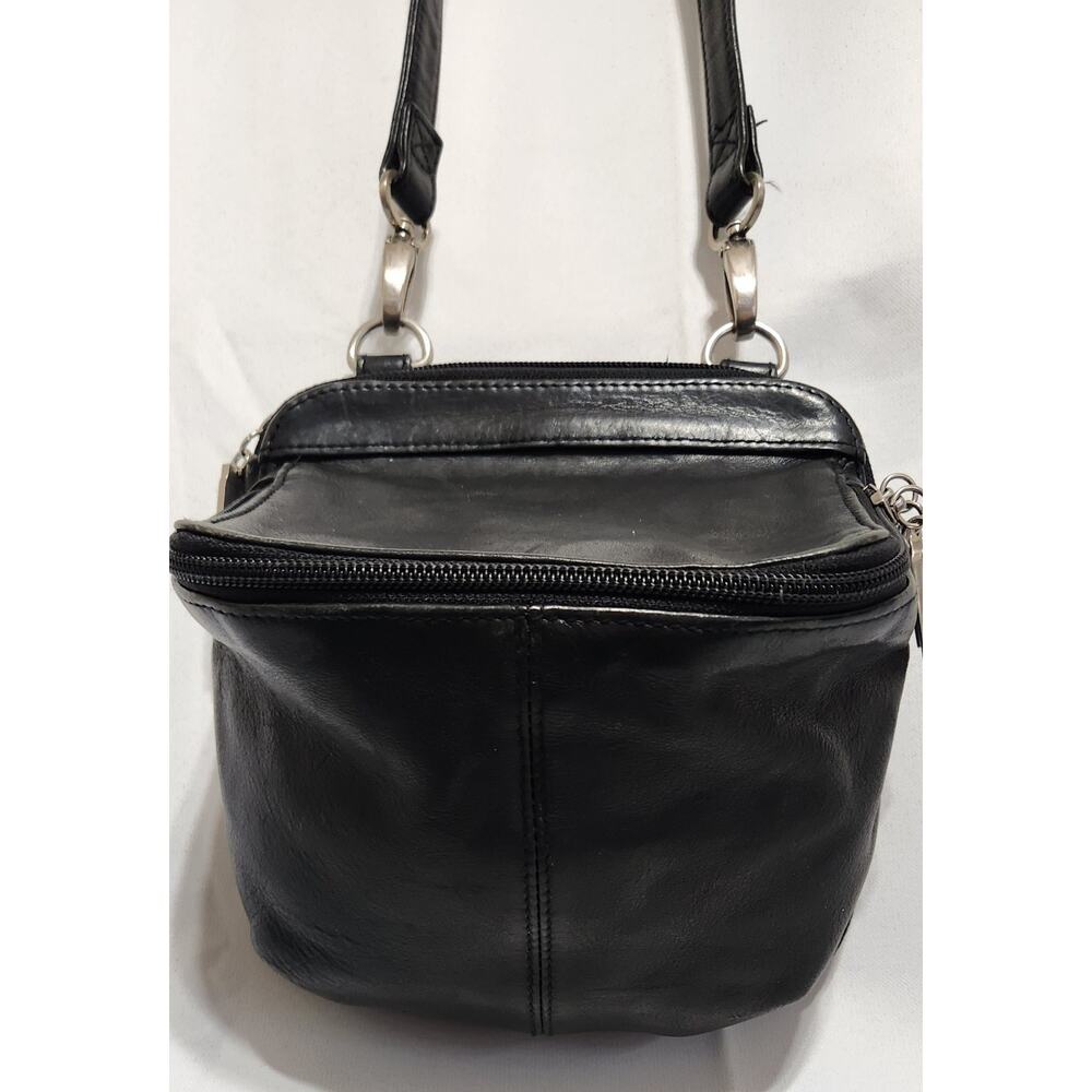 VTG Hobo International Pouch Crossbody Black Leather Adjustable